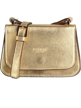 NEW Visone Handbag Gold Metallic Crossbody Purse